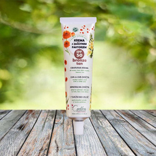 Cvetka BIO krema SPF 50 za sončenje Bronze Tan